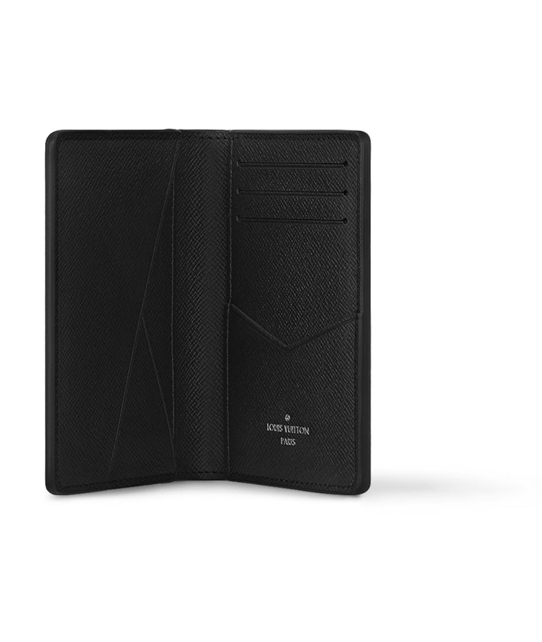 LOUIS VUITTON Черный кожаный кошелек, фото 4
