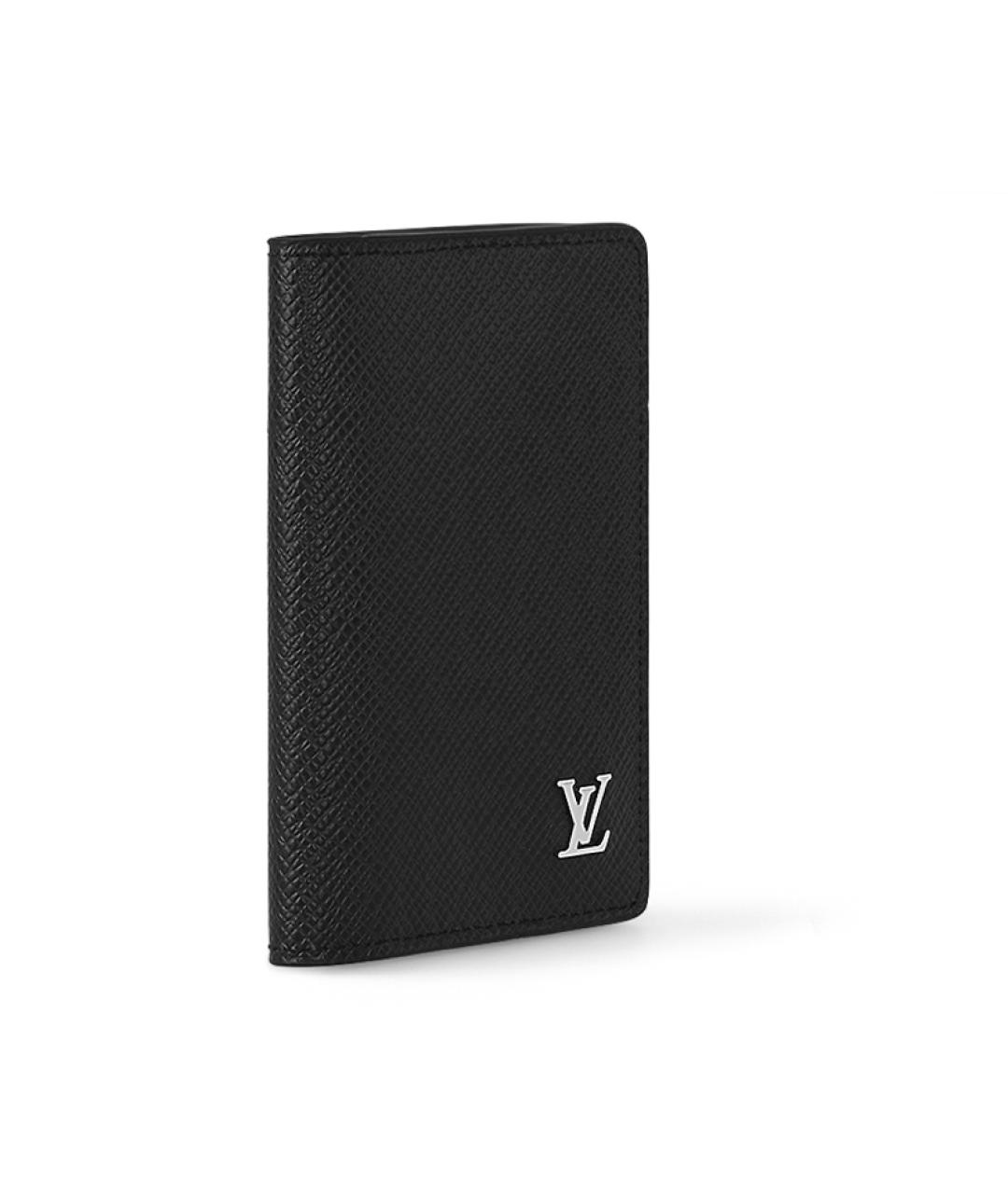 LOUIS VUITTON Черный кожаный кошелек, фото 2