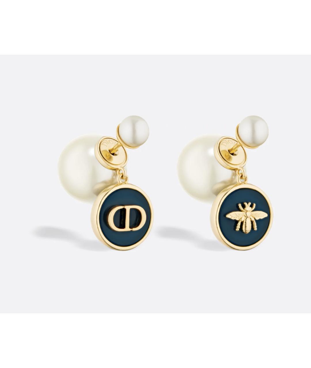 CHRISTIAN DIOR Белые латунные серьги, фото 3