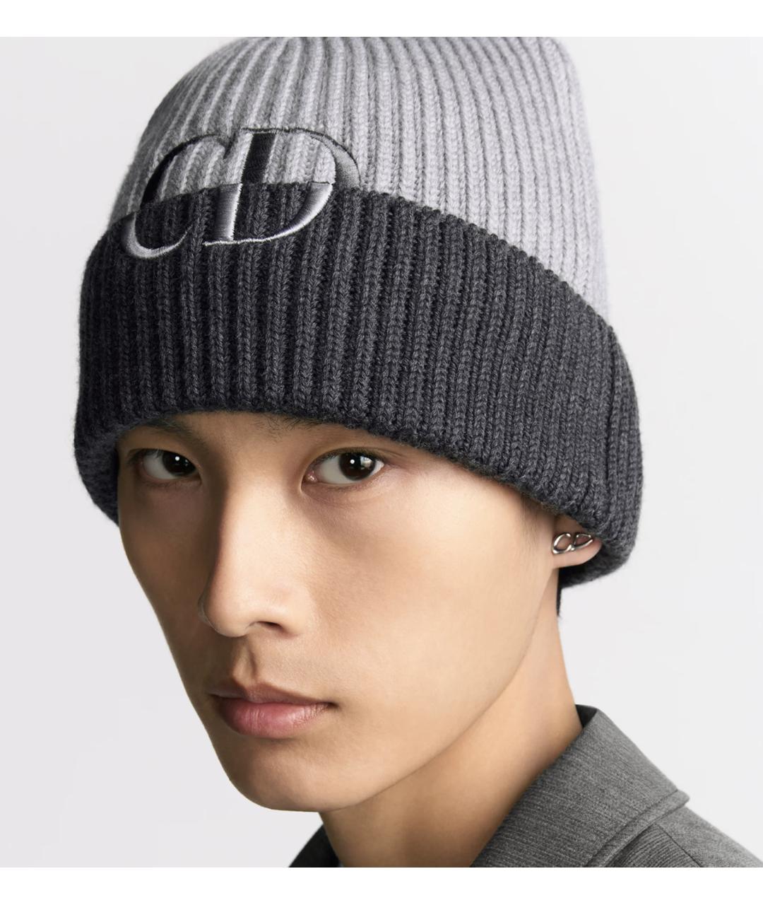 CHRISTIAN DIOR Серая шерстяная шапка, фото 2
