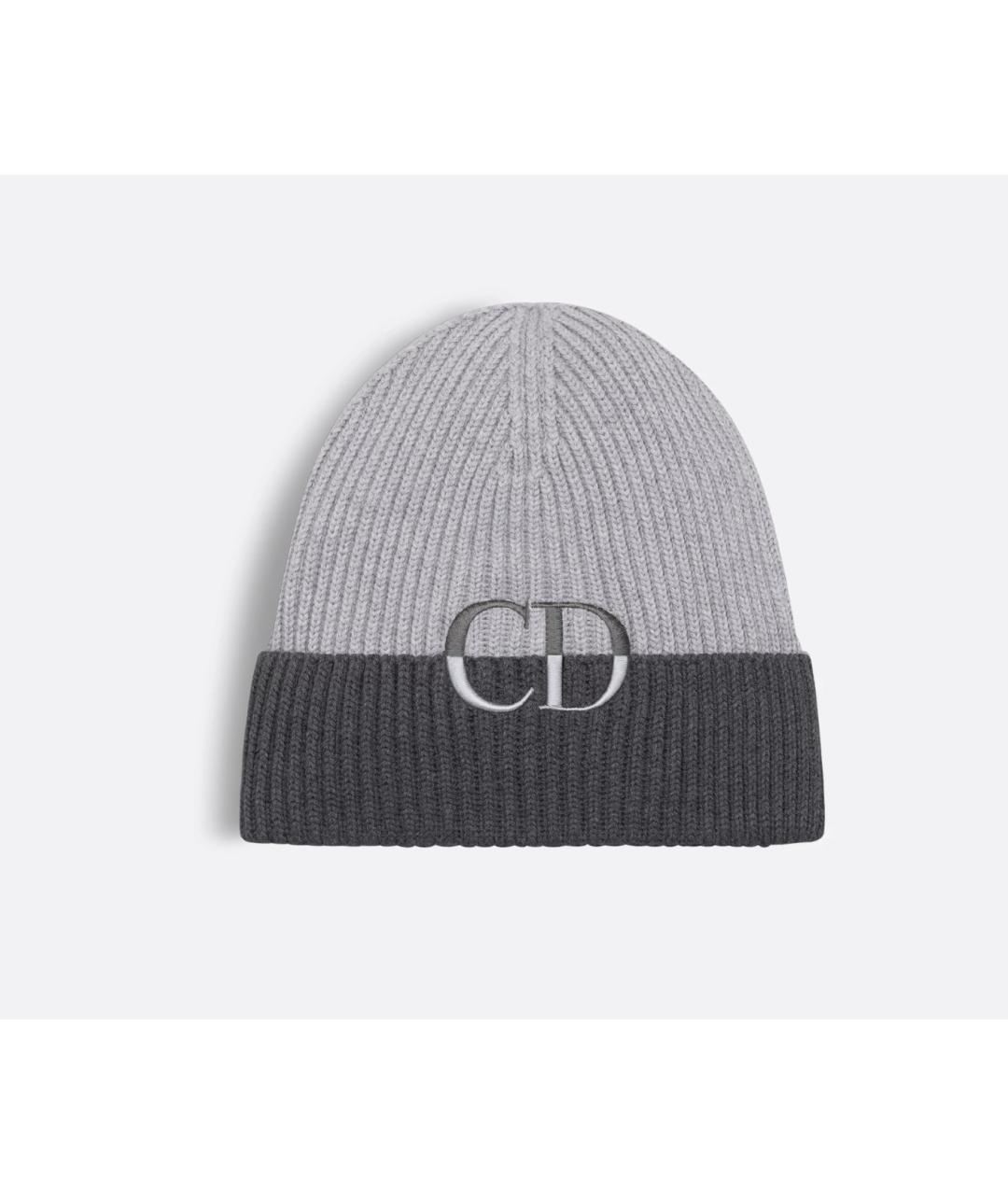 CHRISTIAN DIOR Серая шерстяная шапка, фото 3