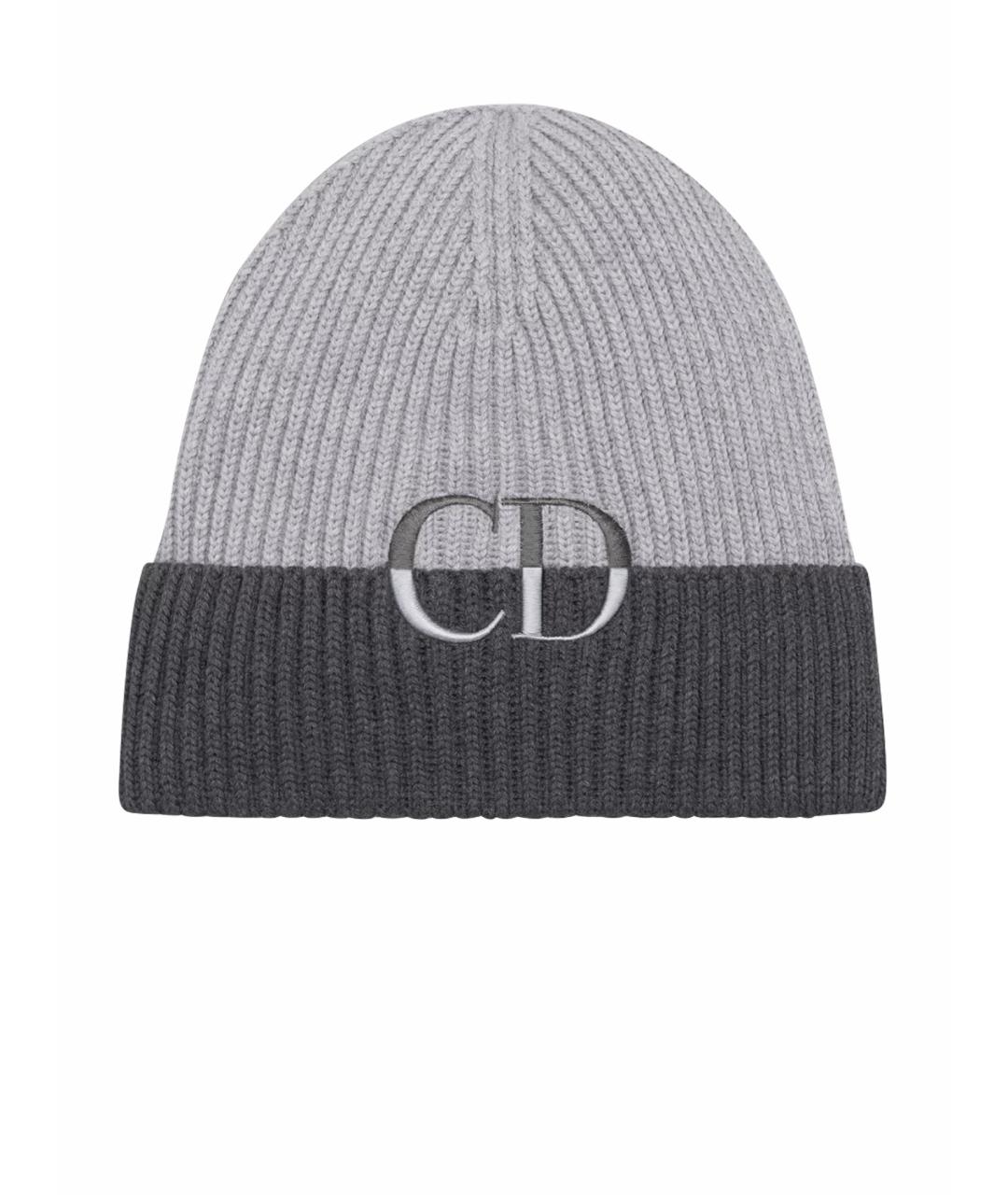 CHRISTIAN DIOR Серая шерстяная шапка, фото 1