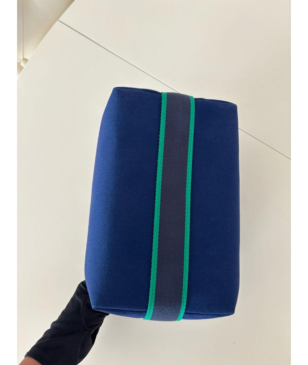 HERMES Темно-синяя тканевая косметичка, фото 3