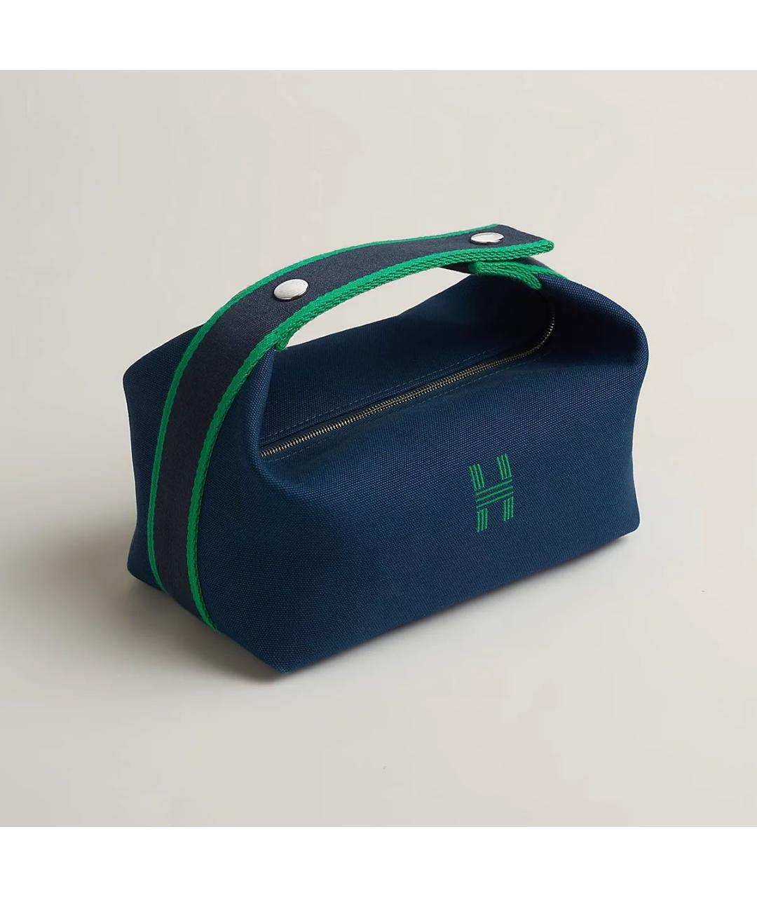 HERMES Темно-синяя тканевая косметичка, фото 9