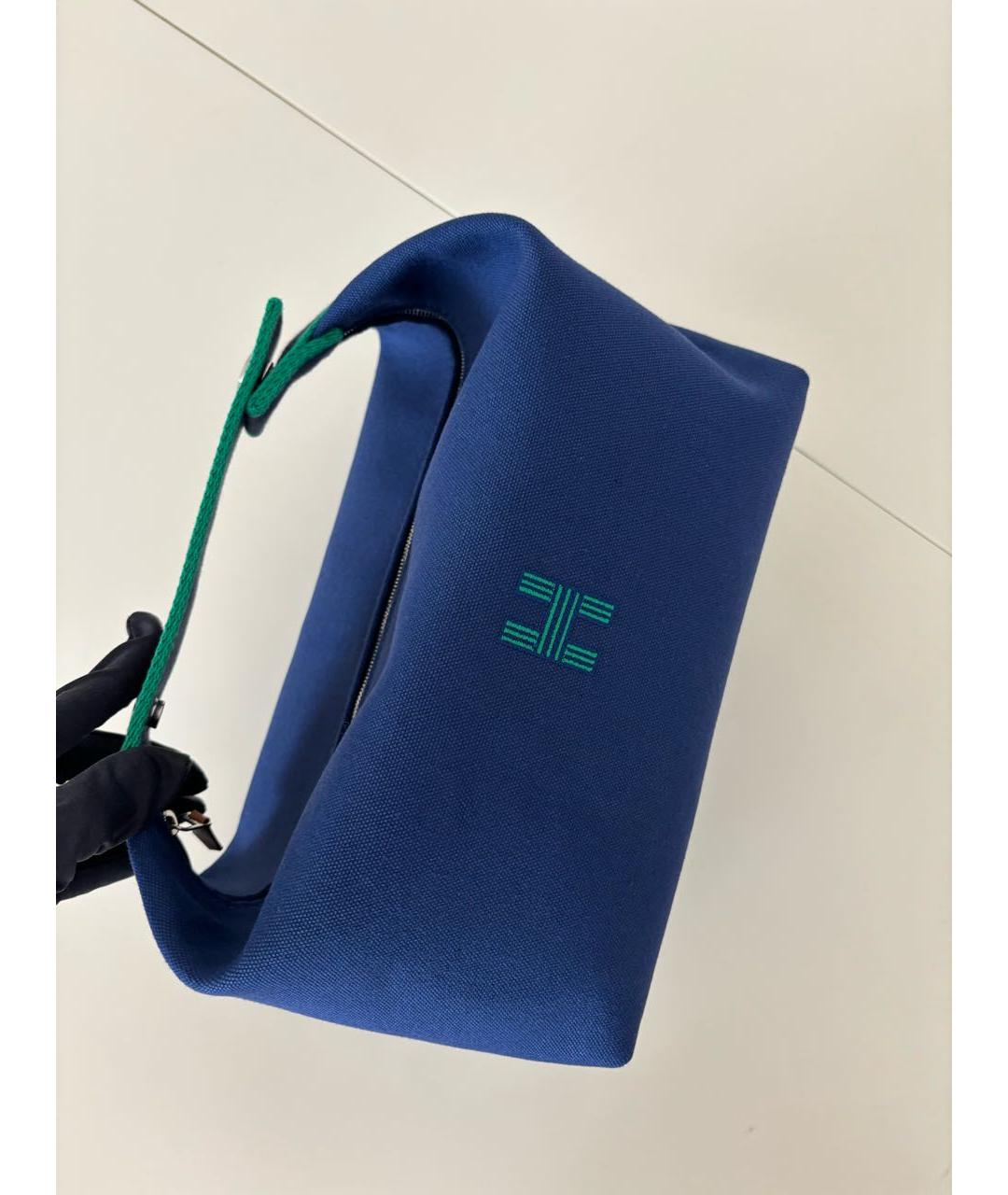 HERMES Темно-синяя тканевая косметичка, фото 2