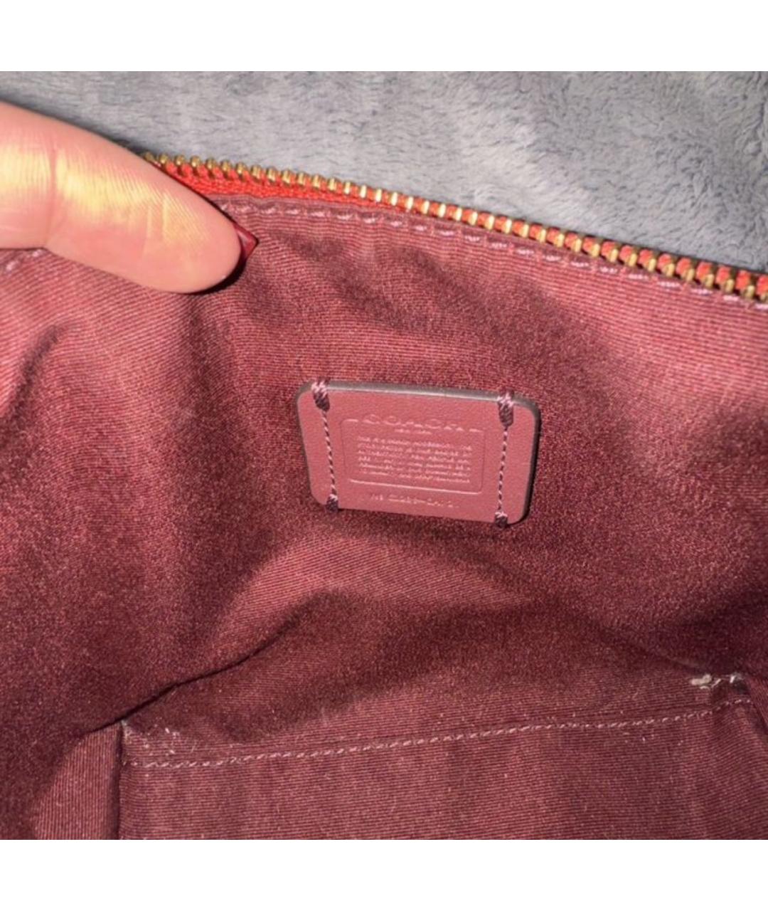 COACH Красная кожаная сумка с короткими ручками, фото 7