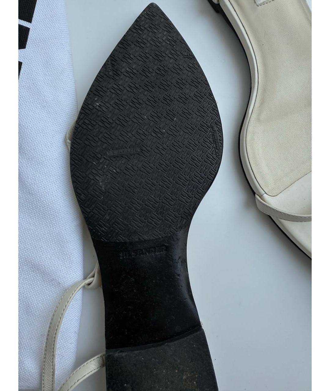 JIL SANDER Белые кожаные босоножки, фото 3