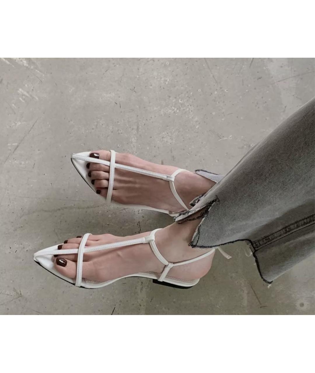 JIL SANDER Белые кожаные босоножки, фото 4