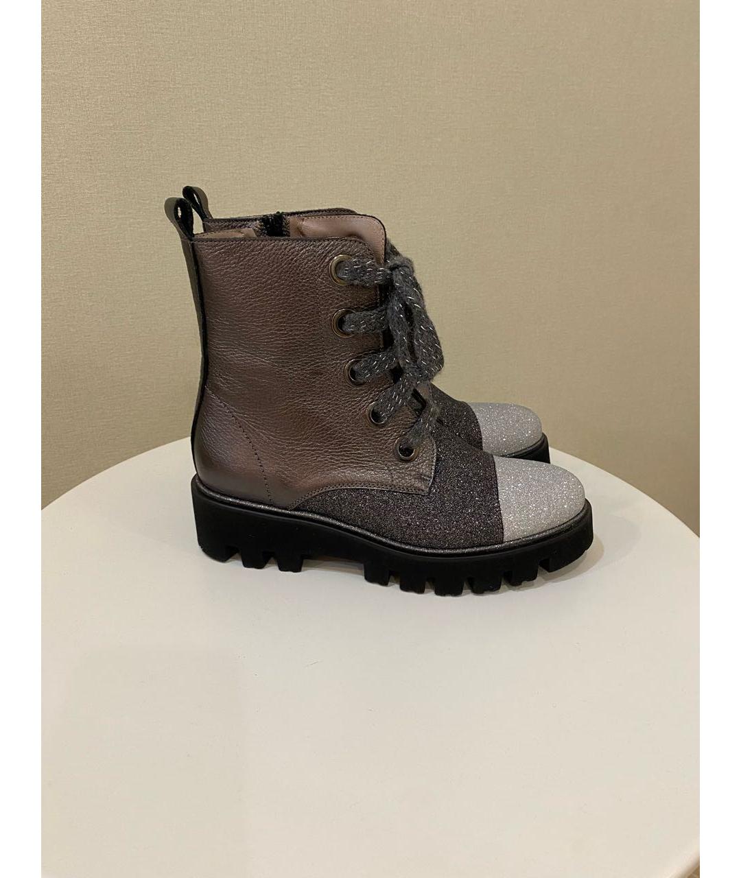 032C Серые кожаные ботинки, фото 5