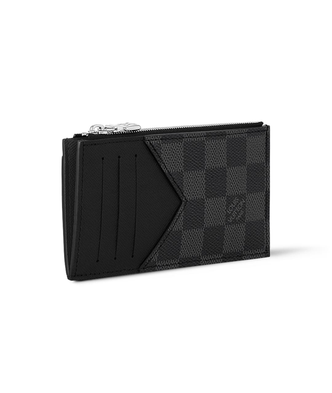 LOUIS VUITTON Черный кожаный кошелек, фото 2