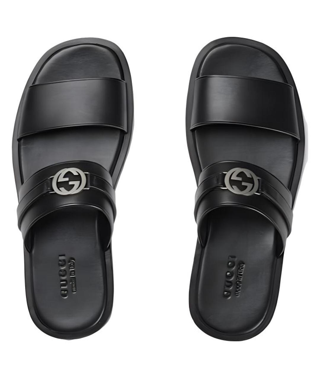GUCCI Черные кожаные сандалии, фото 5