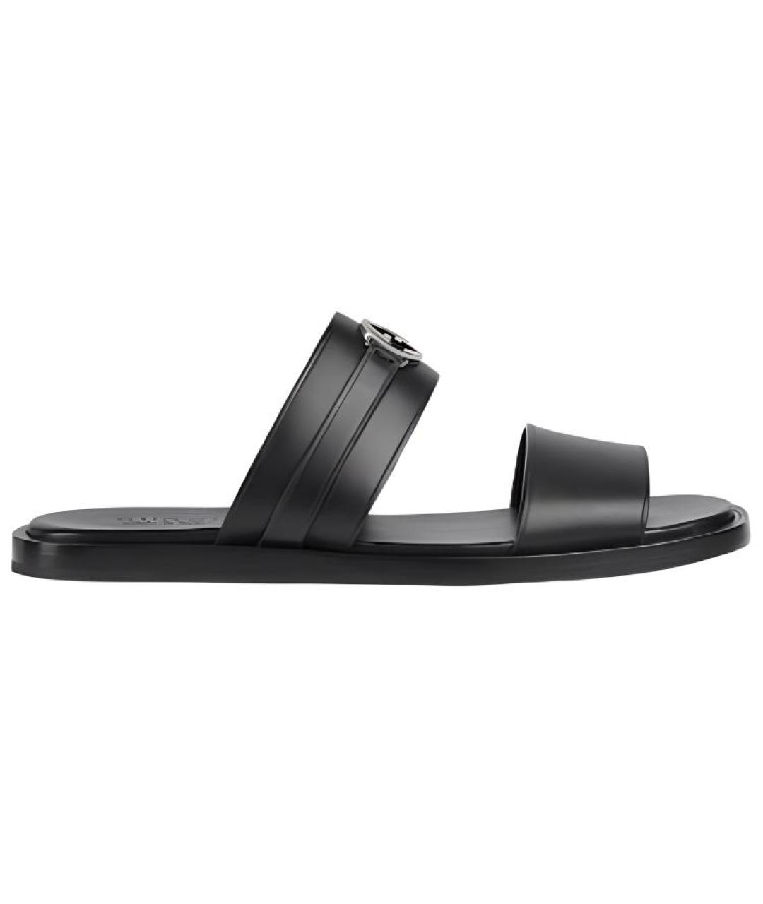 GUCCI Черные кожаные сандалии, фото 1