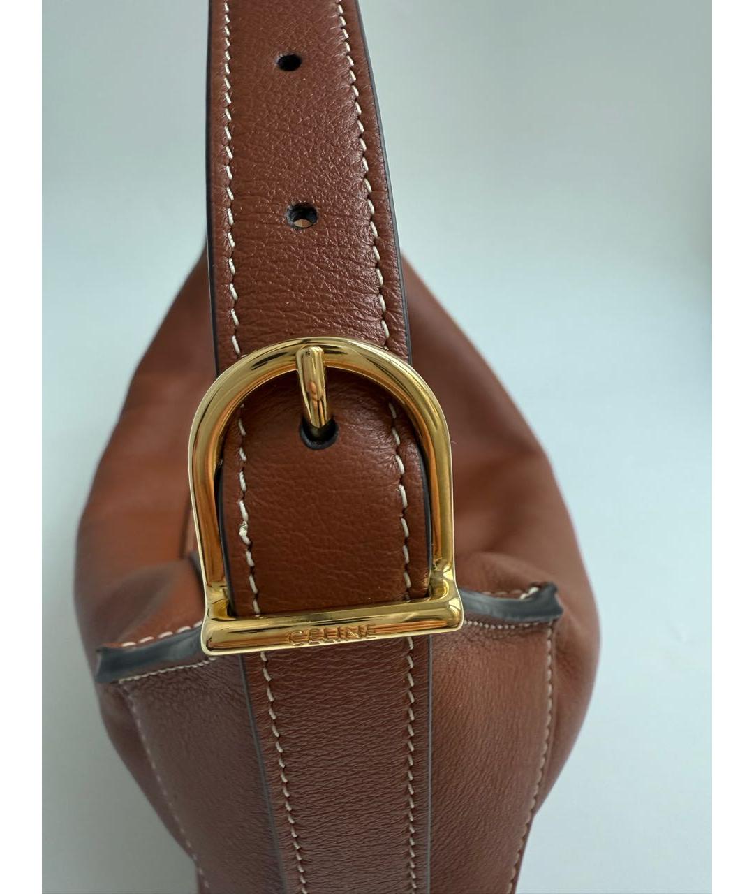 CELINE Коричневая кожаная сумка через плечо, фото 4
