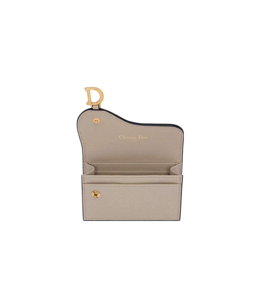 CHRISTIAN DIOR Бежевый кожаный кошелек, фото 3