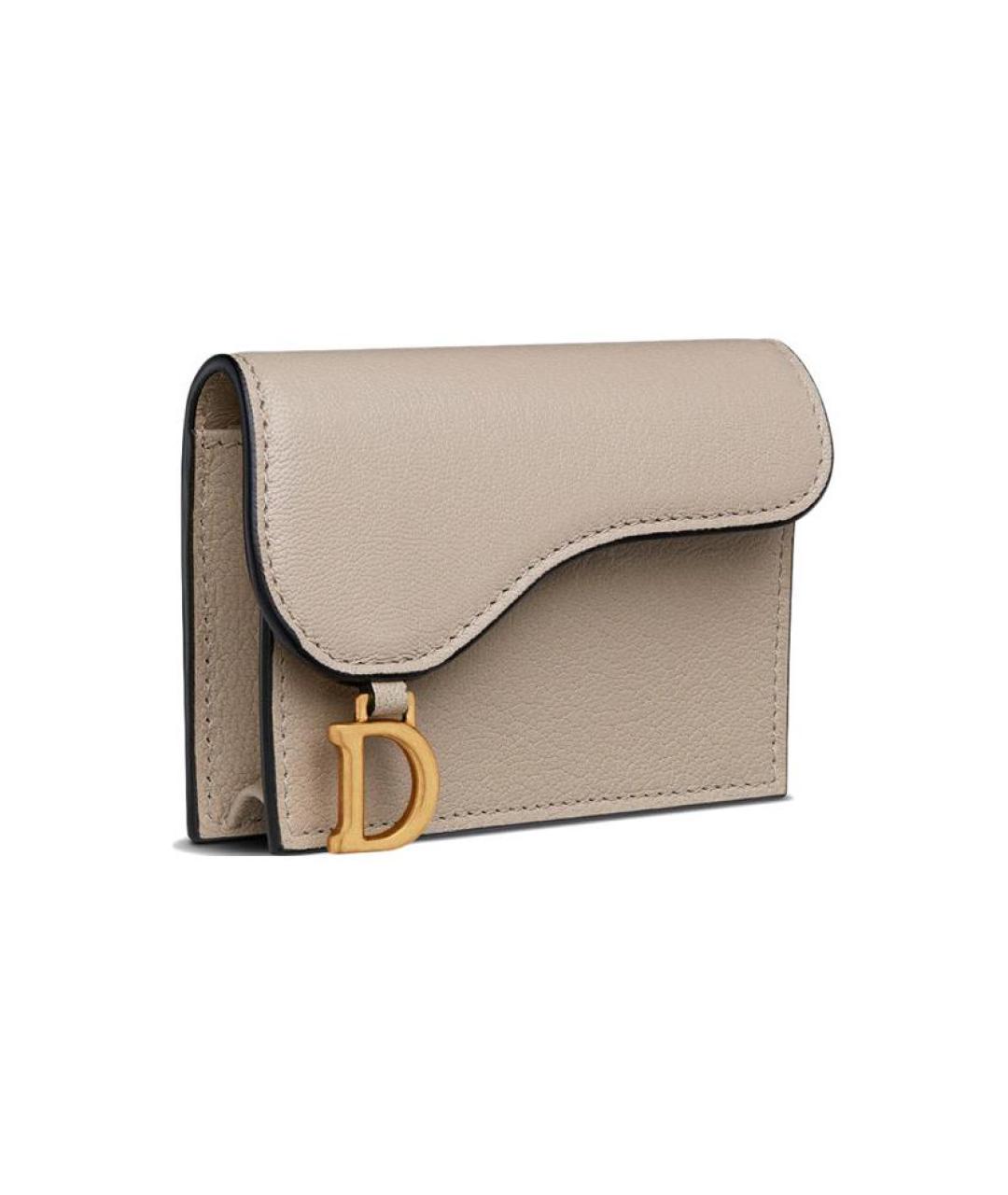 CHRISTIAN DIOR Бежевый кожаный кошелек, фото 2