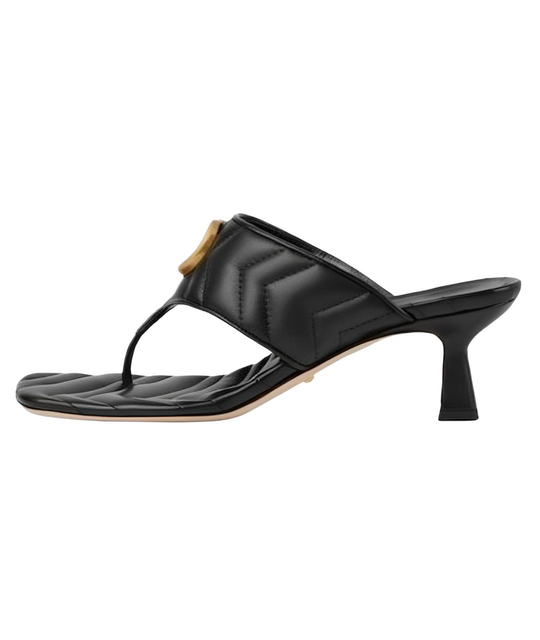 GUCCI Черные кожаные босоножки, фото 5