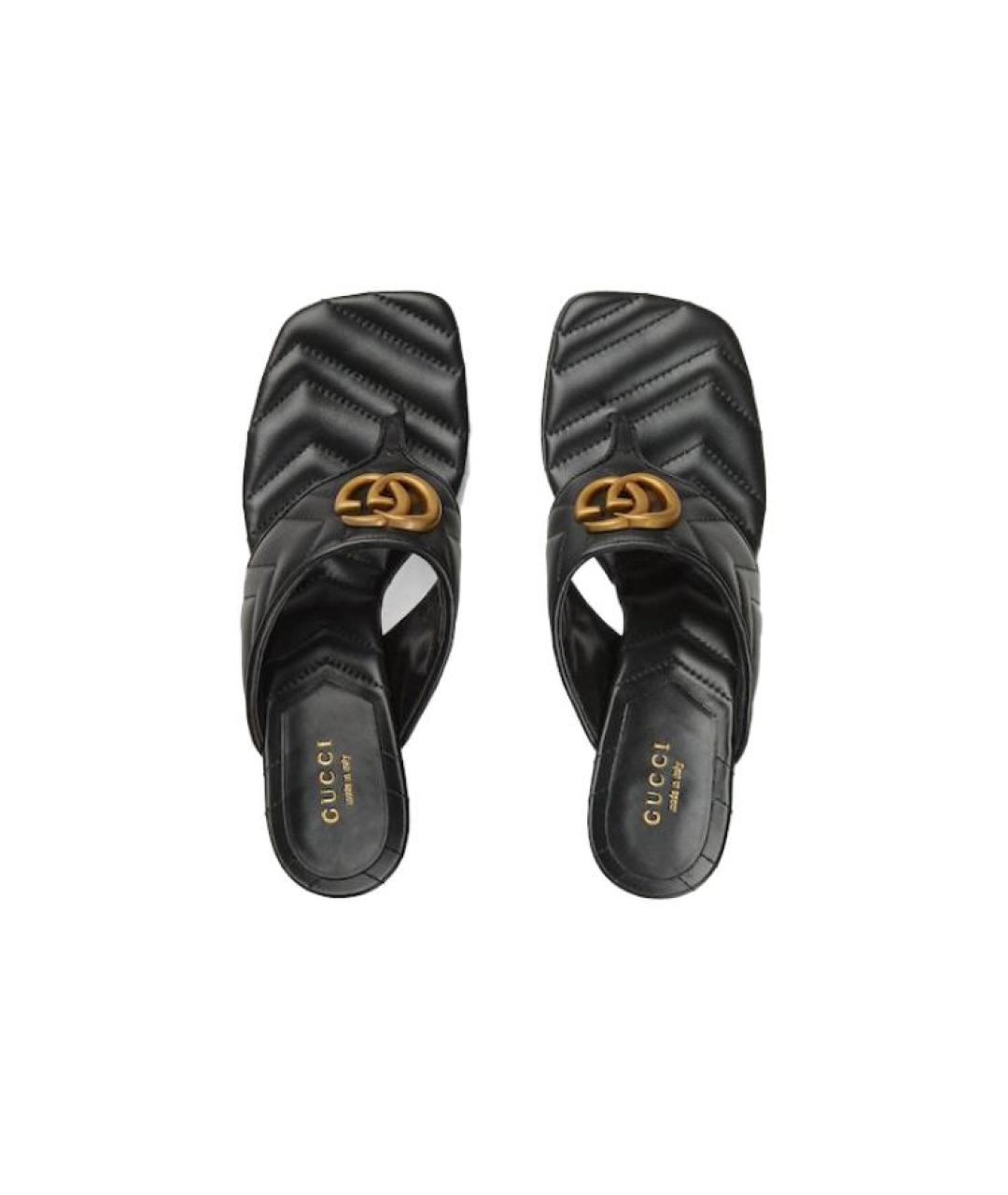 GUCCI Черные кожаные босоножки, фото 2