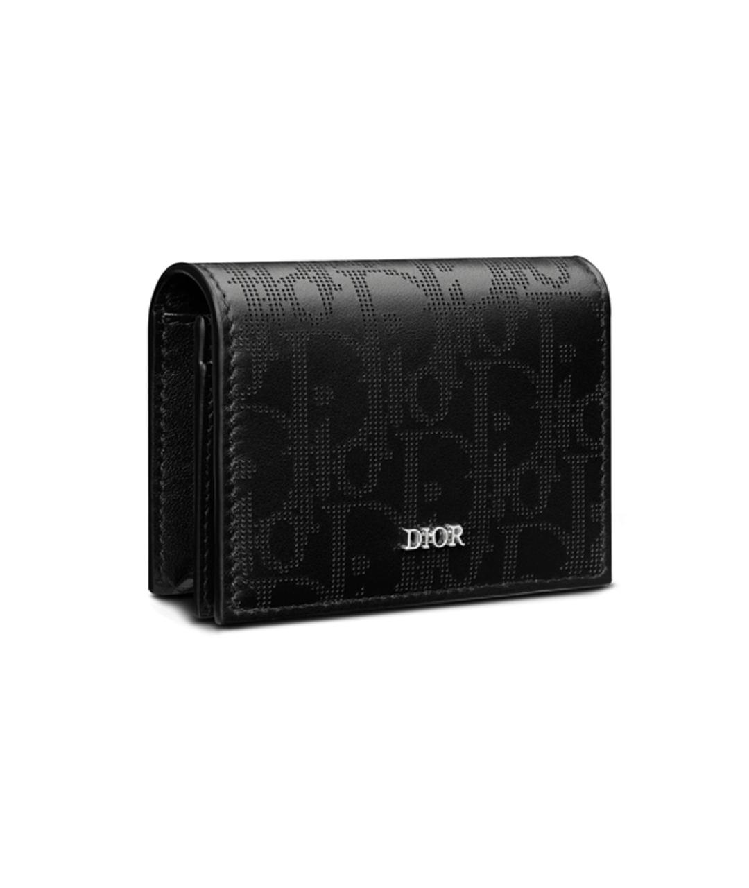 CHRISTIAN DIOR Черный кожаный кошелек, фото 2