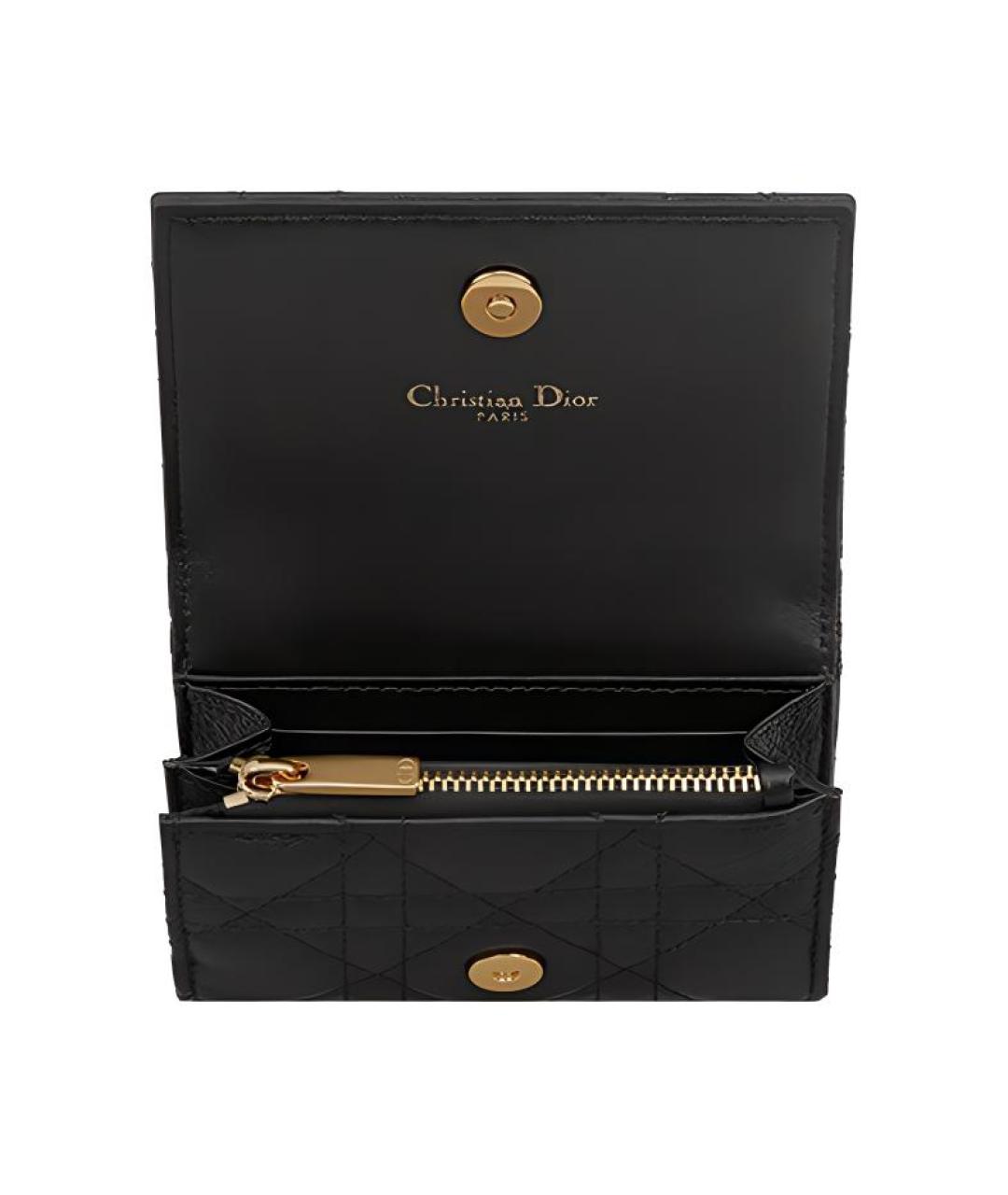 CHRISTIAN DIOR Черный кожаный кошелек, фото 3