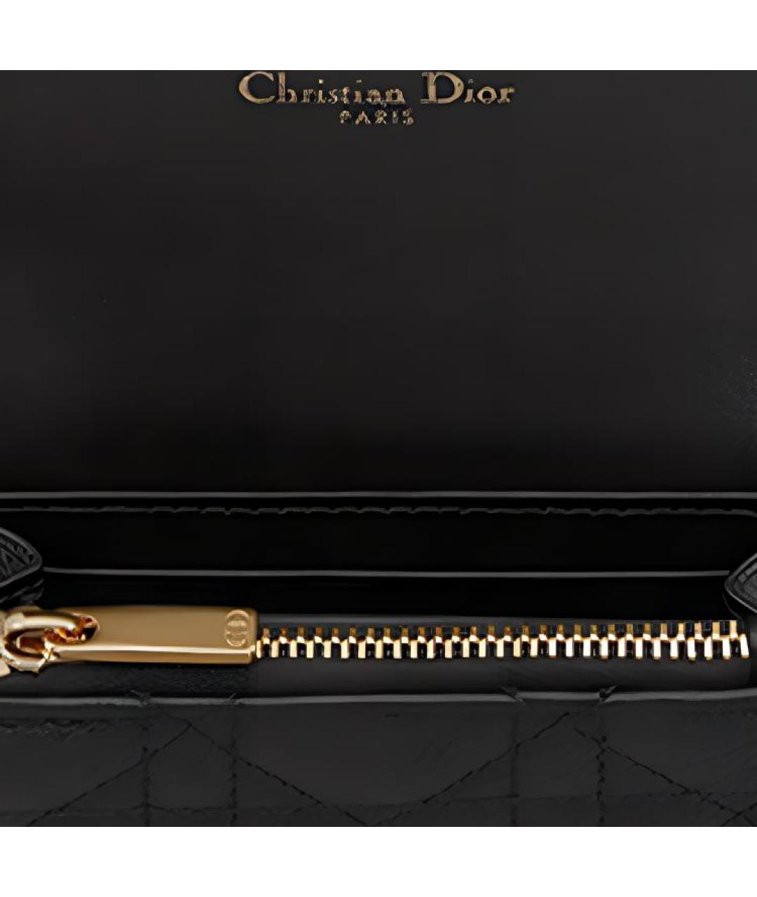 CHRISTIAN DIOR Черный кожаный кошелек, фото 5