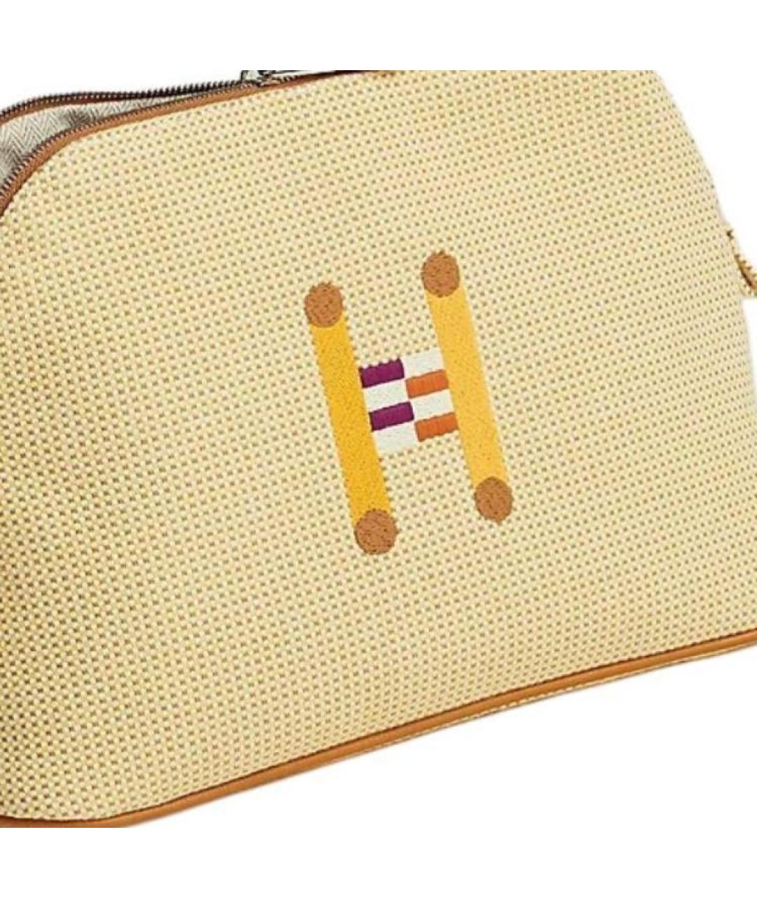 HERMES Желтая тканевая косметичка, фото 2