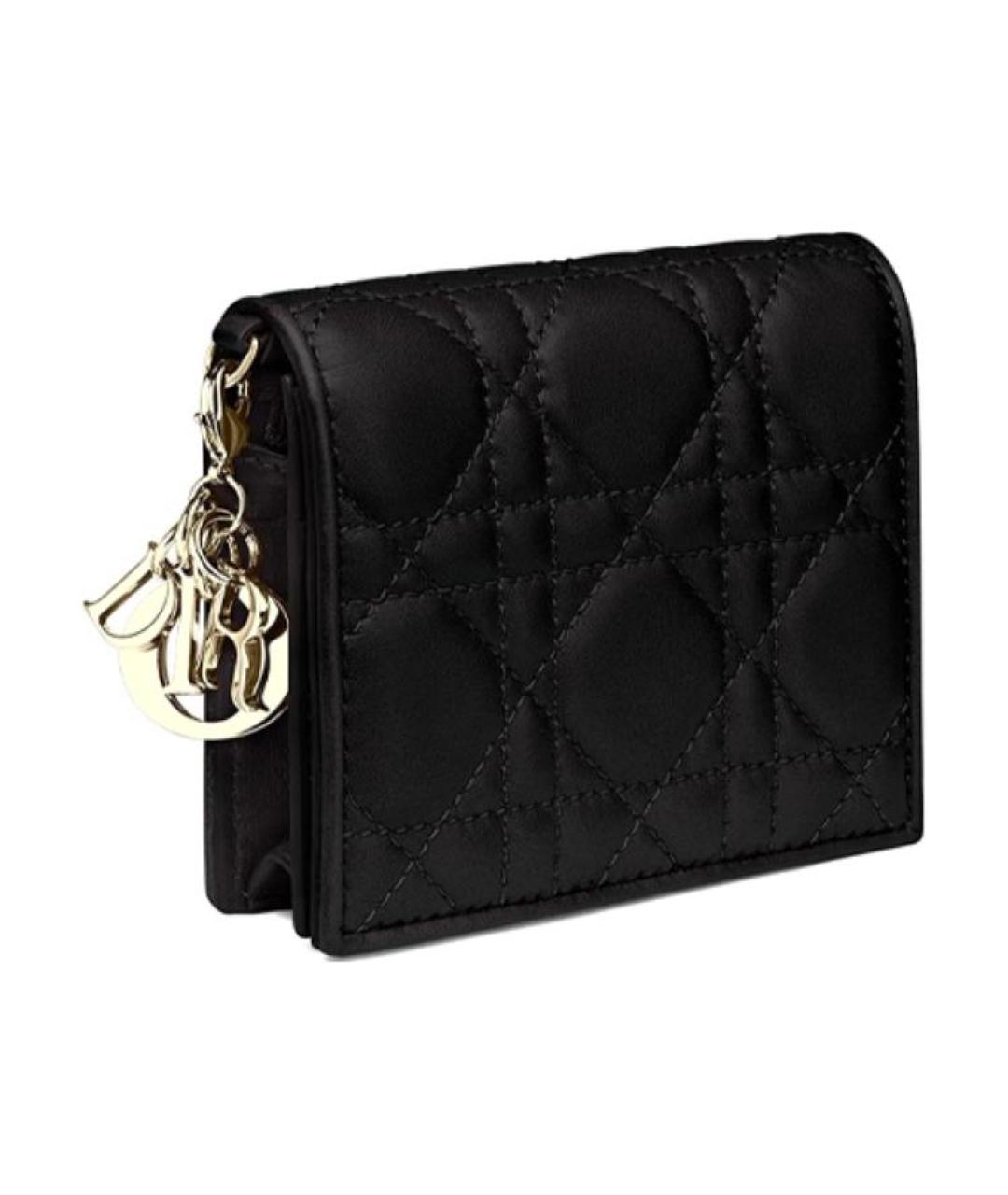 CHRISTIAN DIOR Черный кожаный кошелек, фото 2