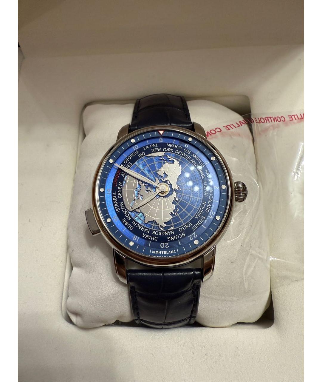 MONTBLANC Синие часы из экзотической кожи, фото 2