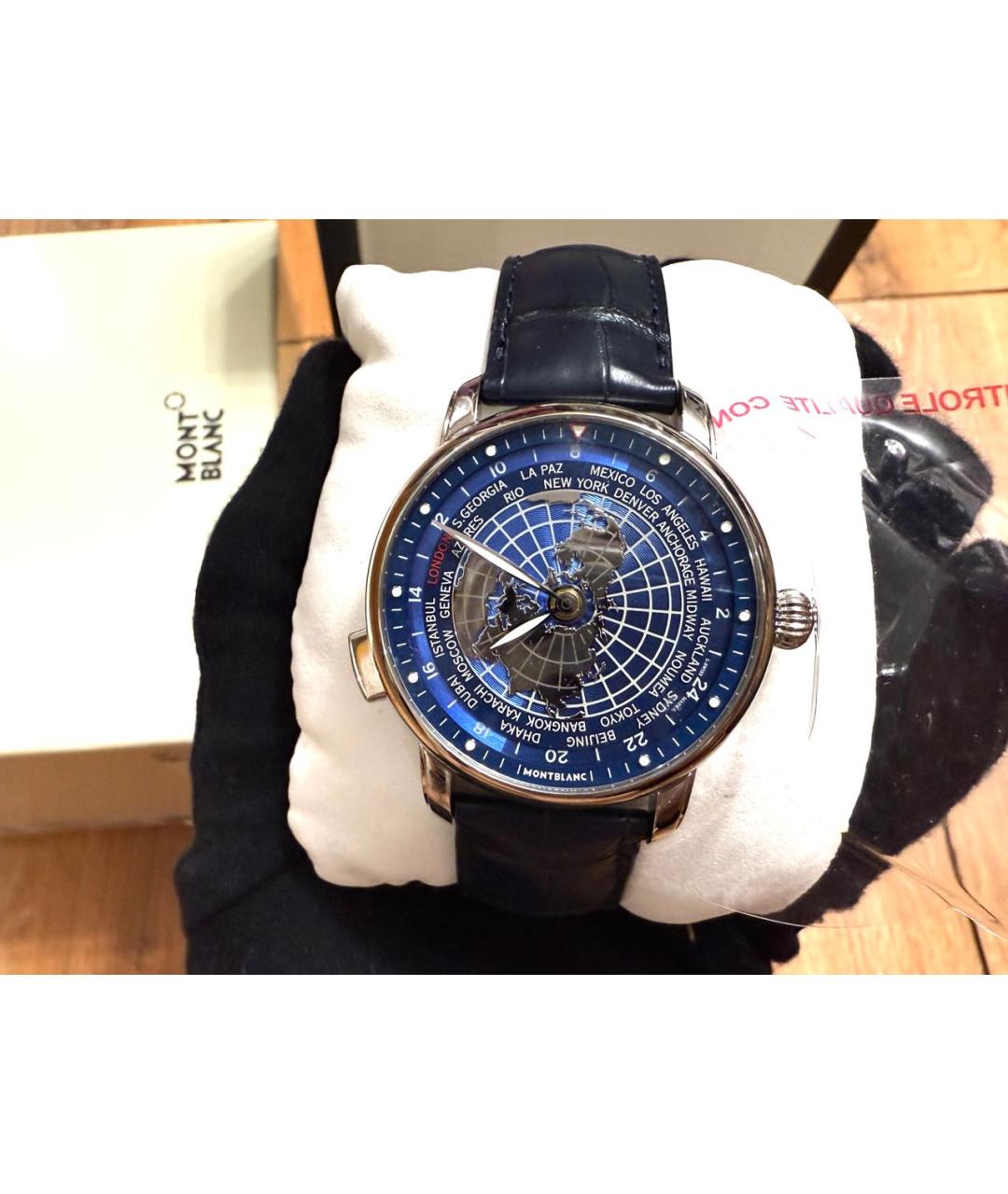 MONTBLANC Синие часы из экзотической кожи, фото 5