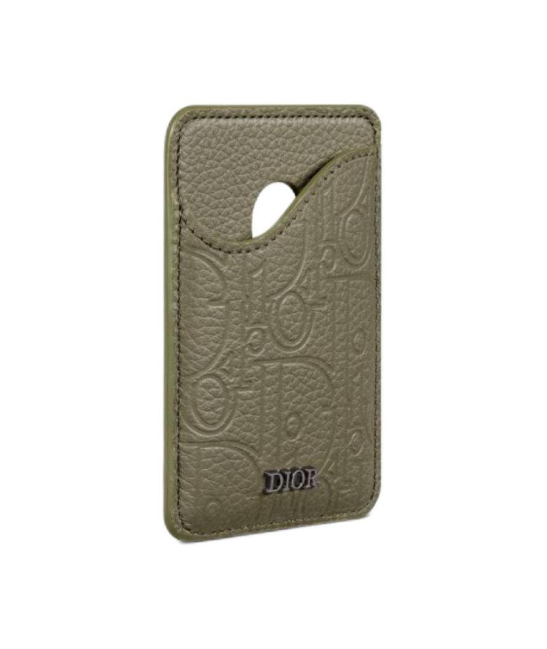 CHRISTIAN DIOR Хаки кожаный кардхолдер, фото 2