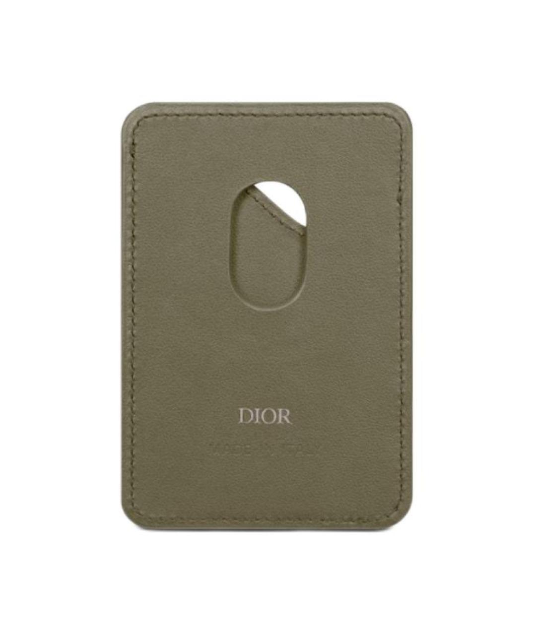 CHRISTIAN DIOR Хаки кожаный кардхолдер, фото 3