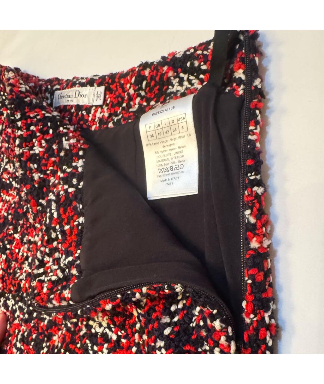 CHRISTIAN DIOR Красная шерстяная юбка мини, фото 3