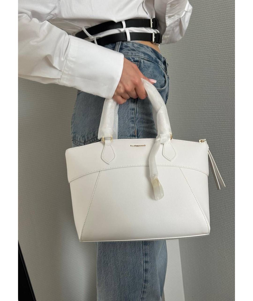 COCCINELLE Белая кожаная сумка с короткими ручками, фото 5