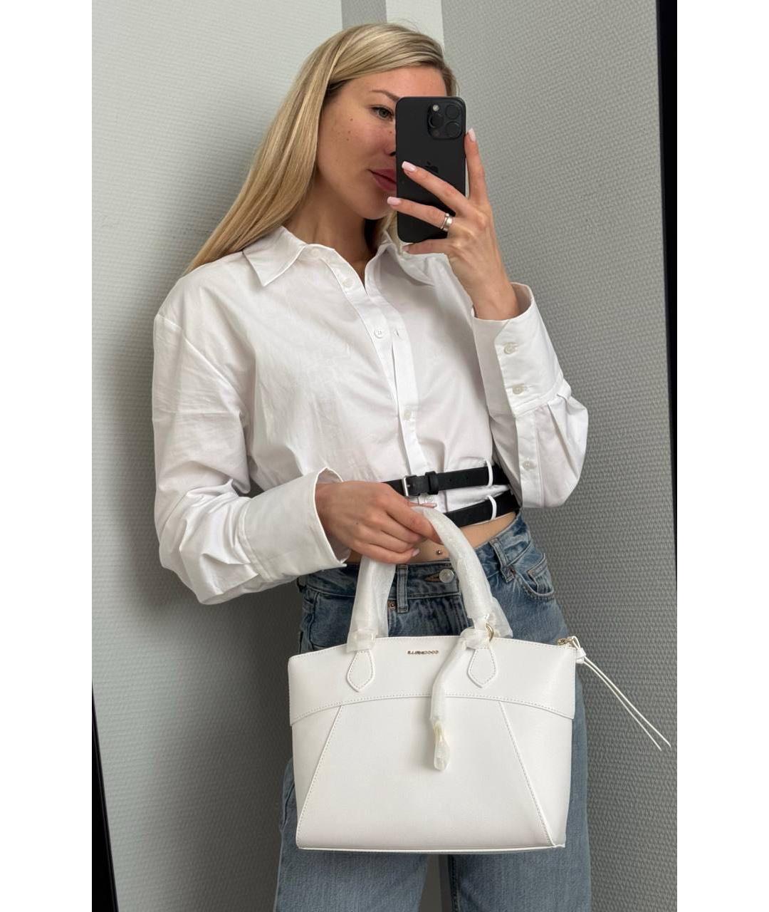 COCCINELLE Белая кожаная сумка с короткими ручками, фото 4