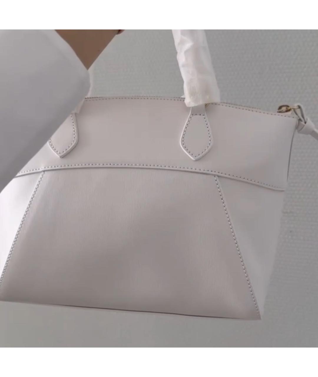 COCCINELLE Белая кожаная сумка с короткими ручками, фото 3