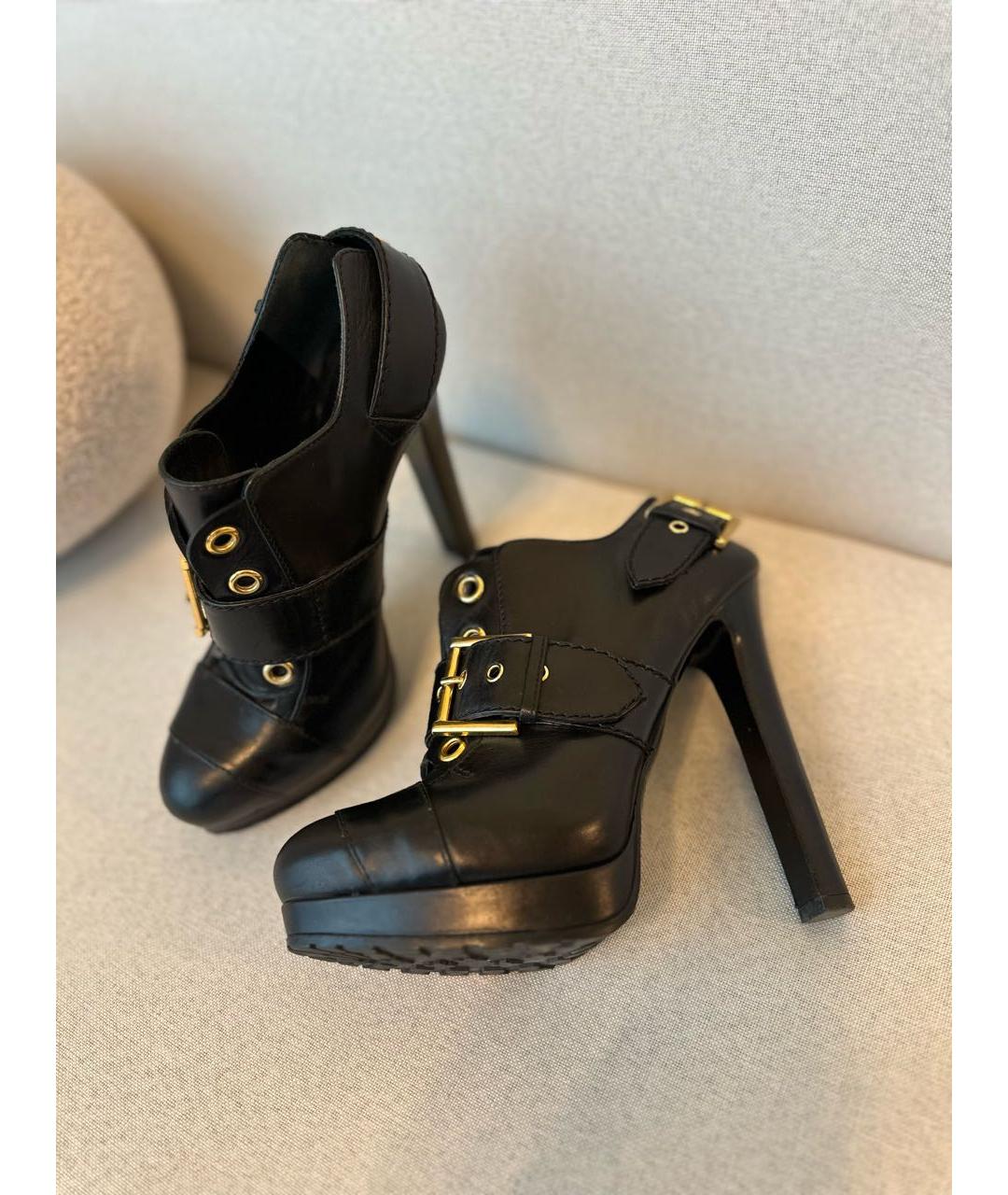 ALEXANDER MCQUEEN Черные кожаные ботильоны, фото 3