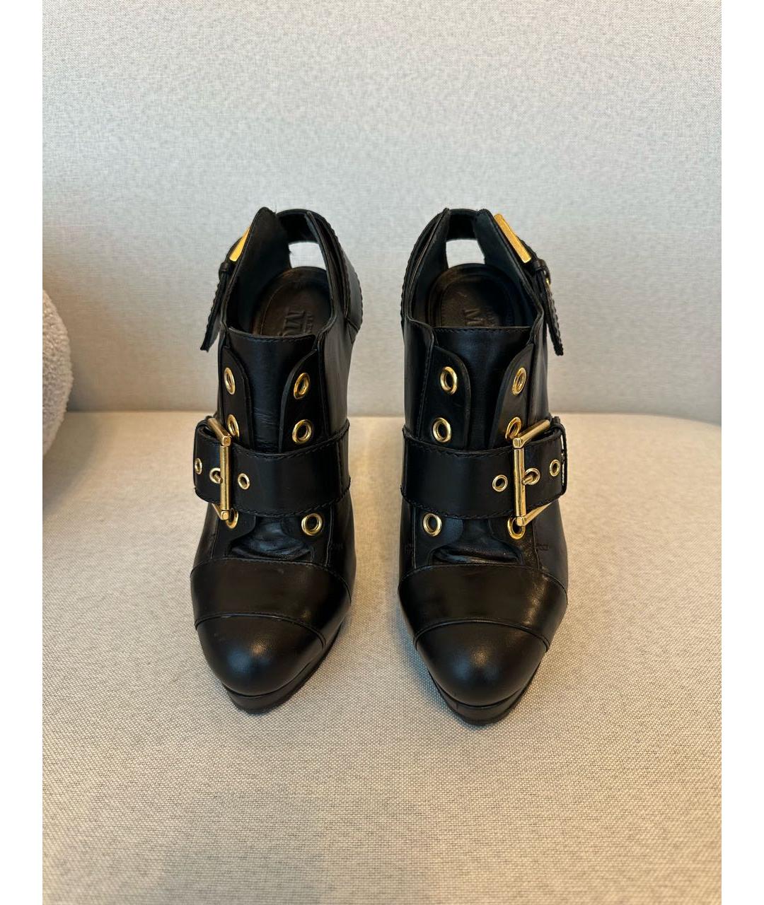 ALEXANDER MCQUEEN Черные кожаные ботильоны, фото 2