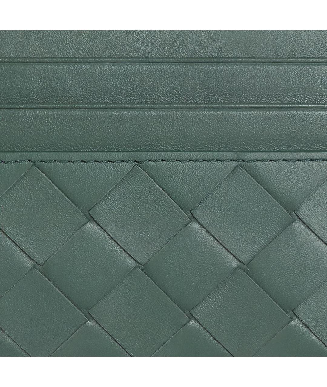 BOTTEGA VENETA Зеленый кожаный кардхолдер, фото 3