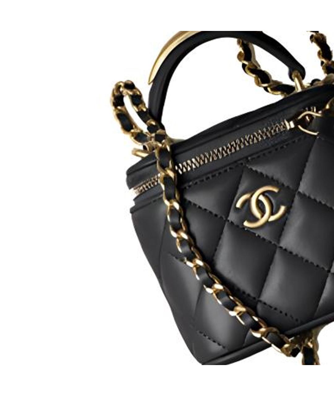 CHANEL Черная кожаная сумка с короткими ручками, фото 2