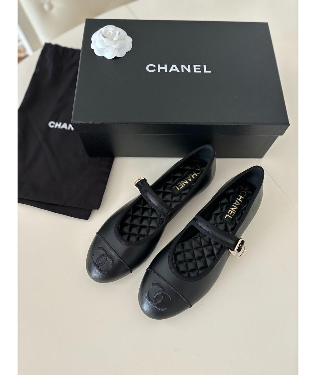 CHANEL Черные кожаные балетки, фото 8