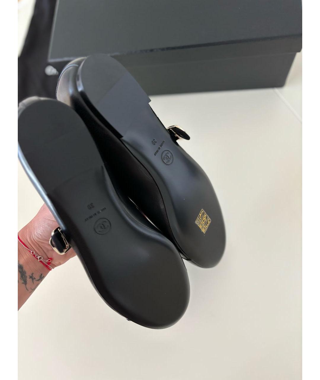 CHANEL Черные кожаные балетки, фото 6