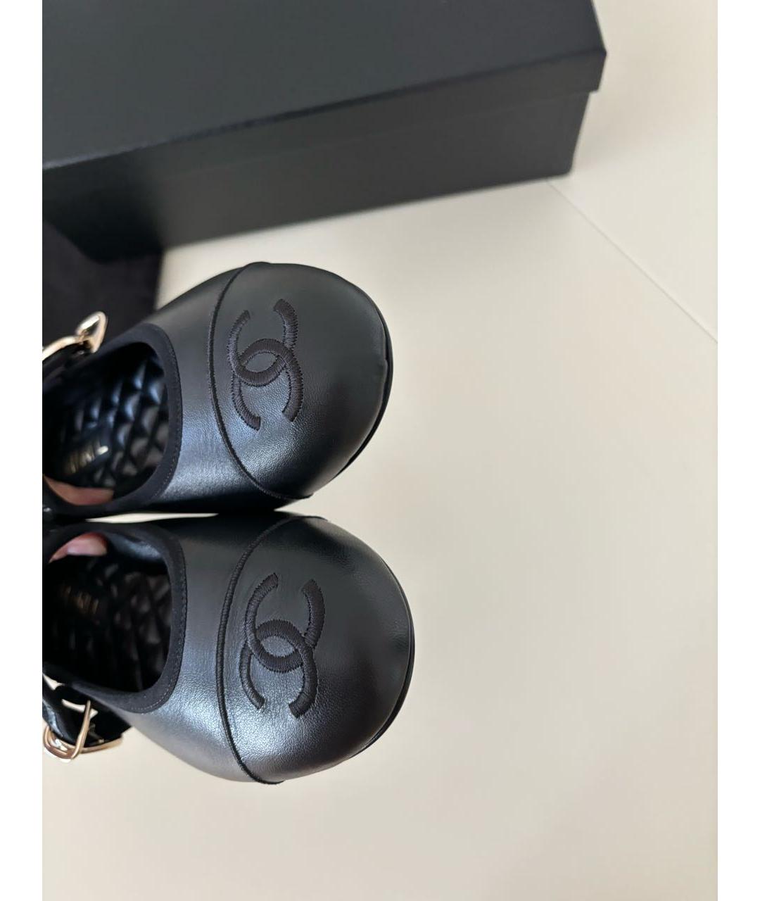 CHANEL Черные кожаные балетки, фото 5