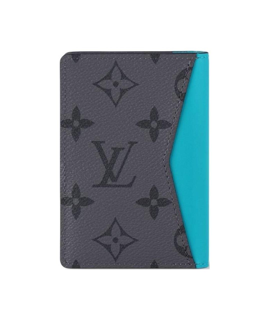 LOUIS VUITTON Серый кожаный кардхолдер, фото 2