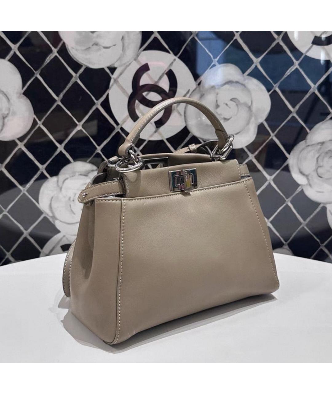 FENDI Бежевая кожаная сумка через плечо, фото 2