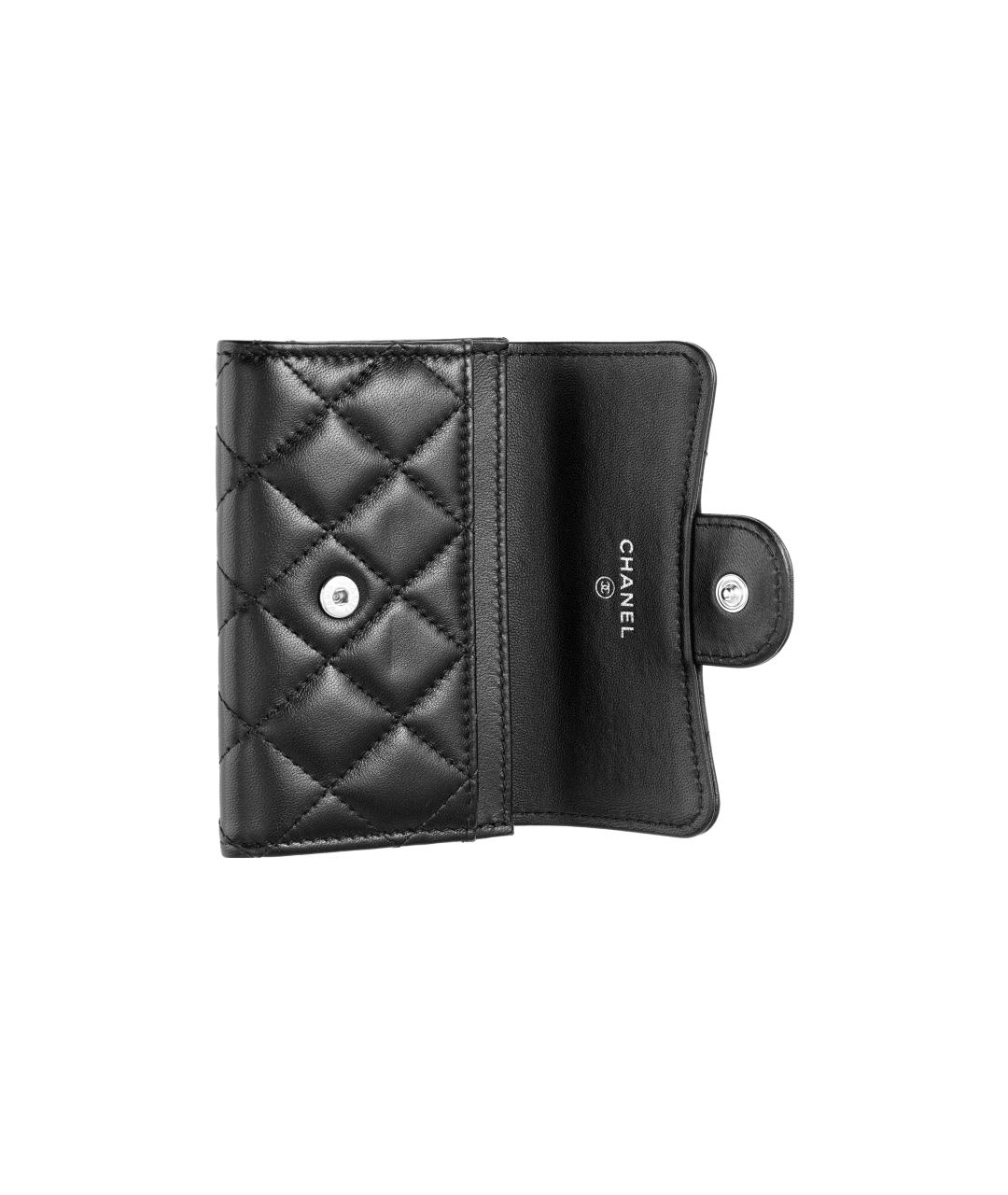 CHANEL Черный кожаный кошелек, фото 4