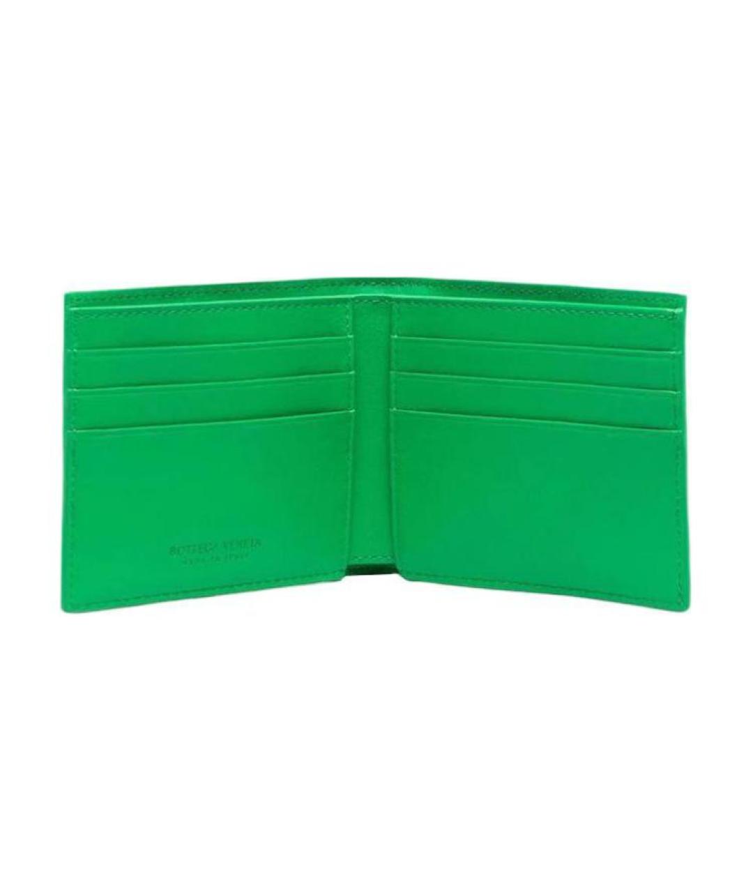 BOTTEGA VENETA Зеленый кожаный кошелек, фото 3