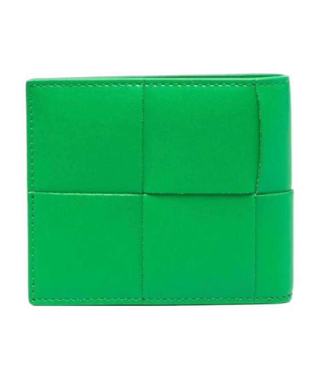 BOTTEGA VENETA Зеленый кожаный кошелек, фото 2