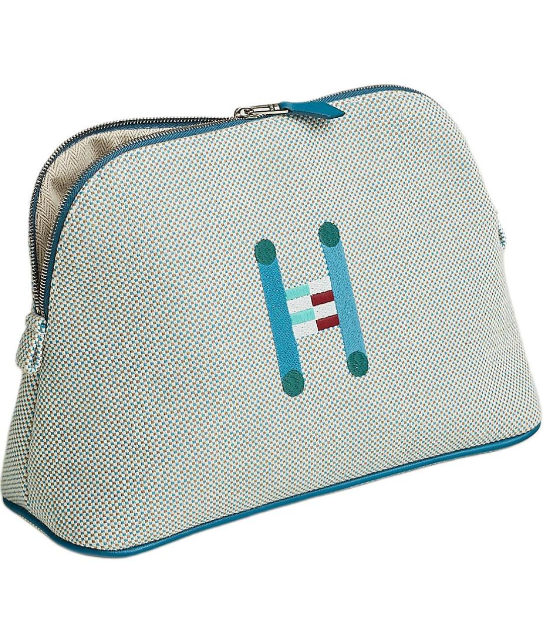 HERMES Бирюзовая тканевая косметичка, фото 1