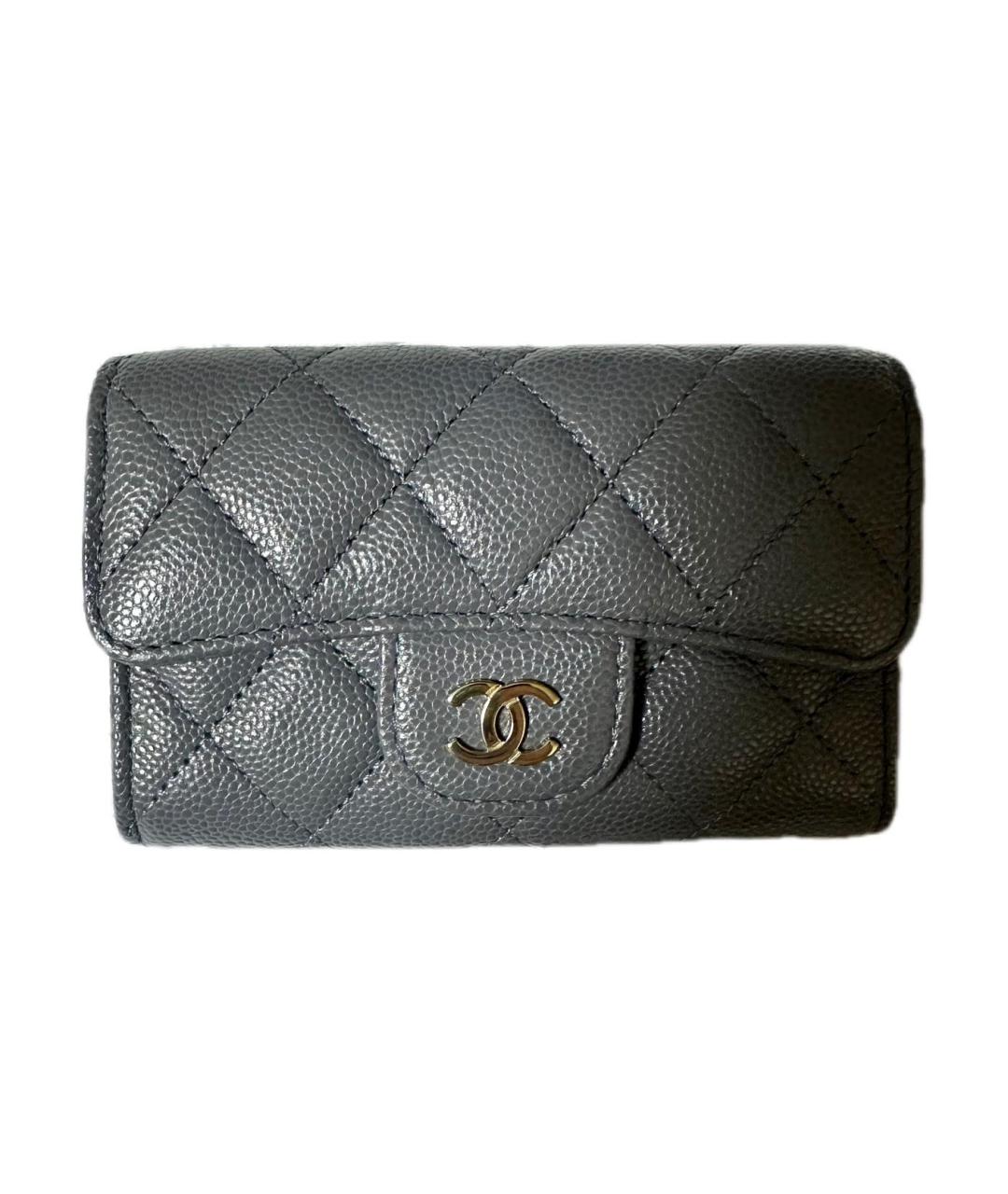 CHANEL Серый кожаный кошелек, фото 1