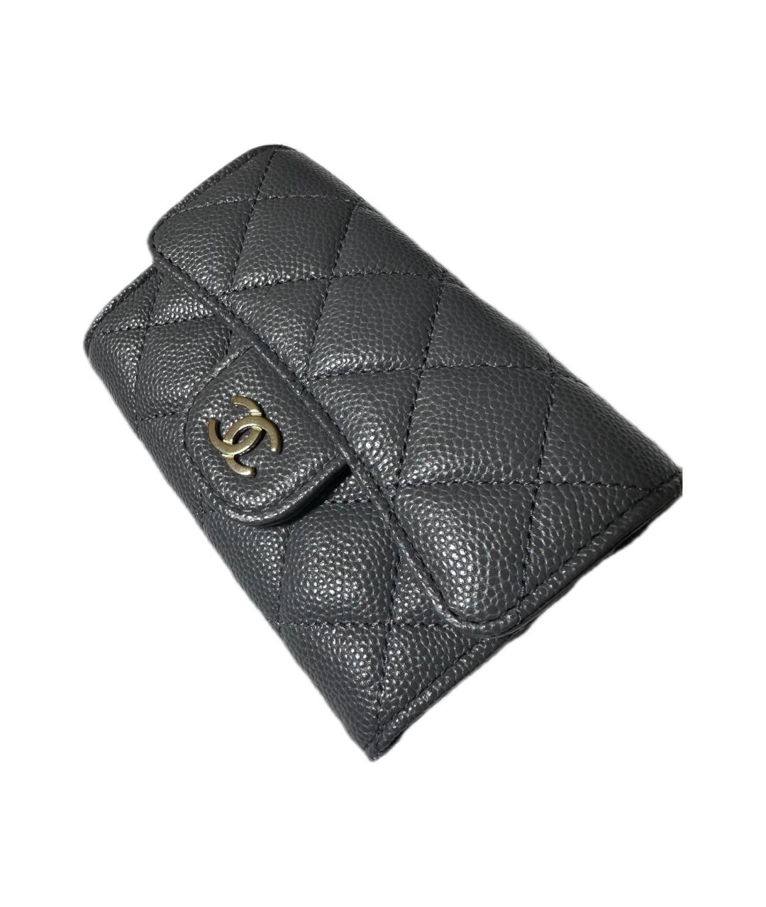 CHANEL Серый кожаный кошелек, фото 2