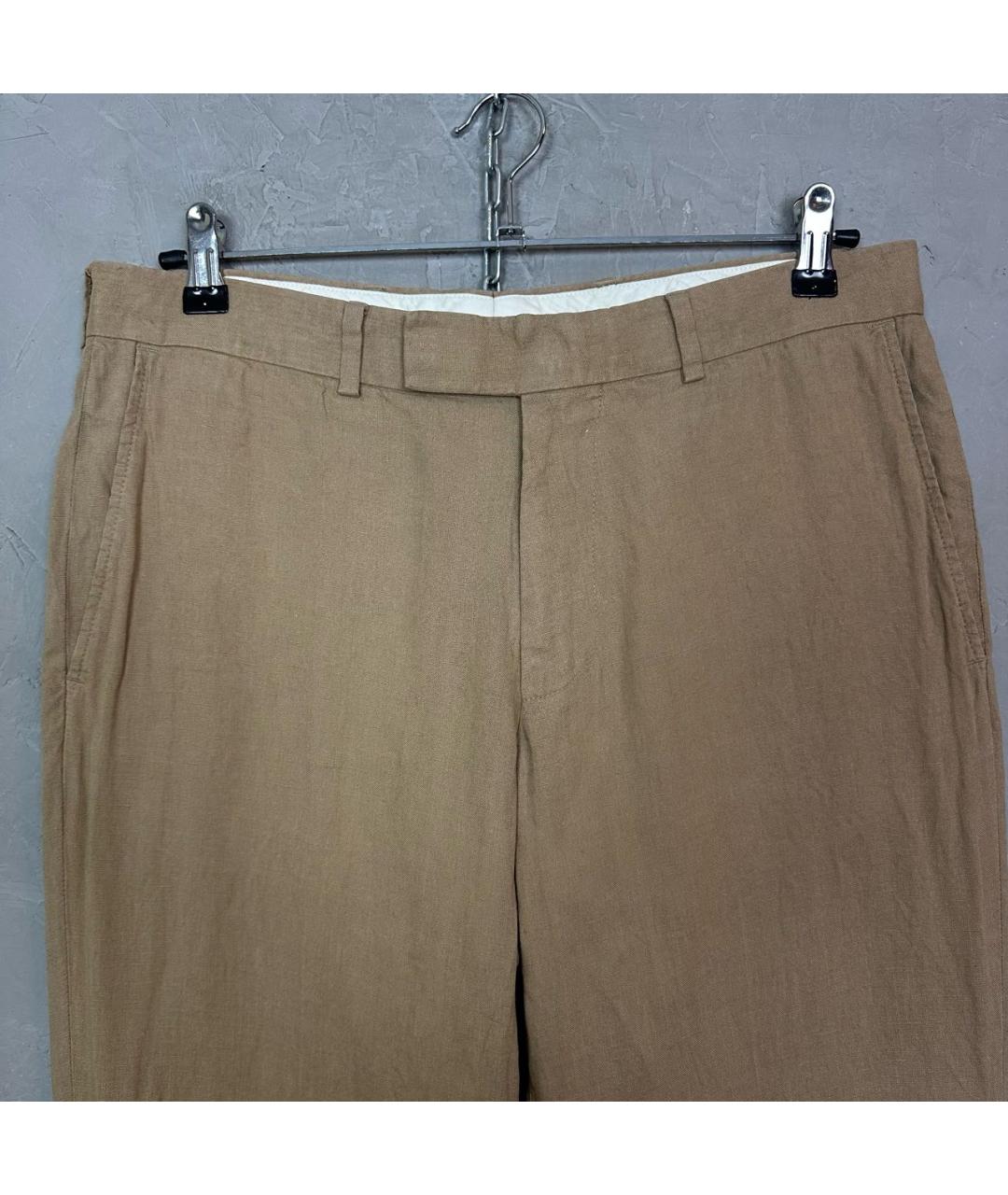HUGO BOSS Коричневые льняные классические брюки, фото 4